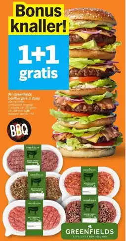 Albert Heijn AH Greenfields beefburgers 2 stuks aanbieding
