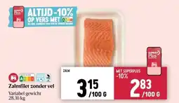 Delhaize Zalmfilet zonder vel aanbieding