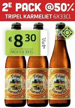 BelBev 2e pack @50% tripel karmeliet aanbieding