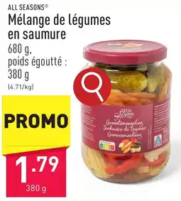 ALDI ALL SEASONS Mélange de légumes en saumure 380g aanbieding