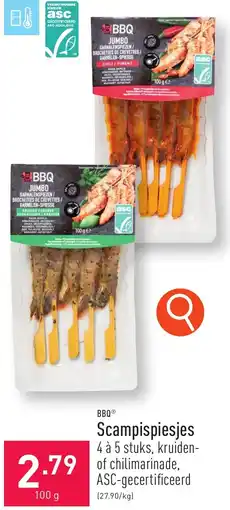 ALDI BBQ Scampispiesjes 100g aanbieding