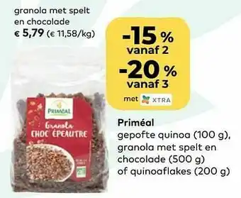 Bio Planet Priméal granola met spelt en chocolade aanbieding