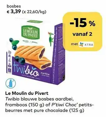 Bio Planet Le moulin du pivert twibio blauwe bosbes aanbieding