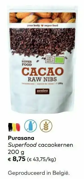Bio Planet Purasana superfood cacaokernen aanbieding