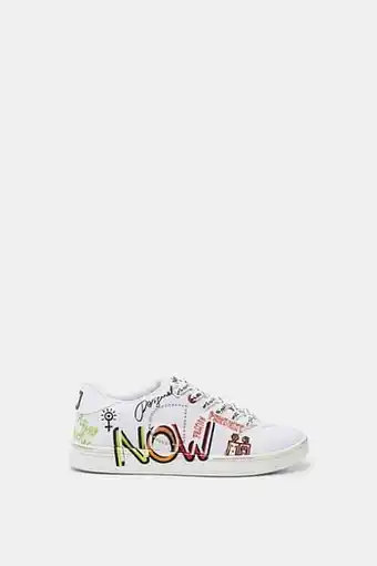 Desigual Sneakers met ronde neus en tekst - Unisex - WHITE - 40 aanbieding