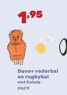 Happyland Duvo+ vederbal en rugbybal met Catnip aanbieding