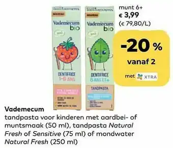 Bio Planet Vademecum tandpasta voor kinderen met munt aanbieding