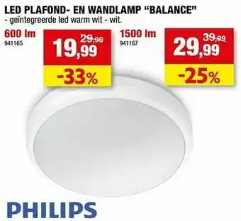 Hubo Led plafond- en wandlamp balance aanbieding