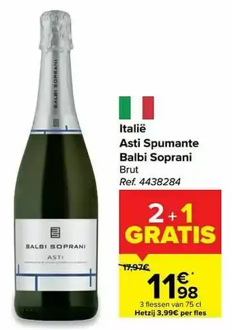 Carrefour Market Italië asti spumante balbi soprani brut aanbieding