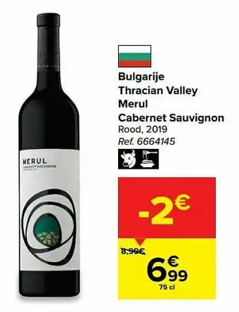 Carrefour Bulgarije thracian valley merul cabernet sauvignon rood aanbieding