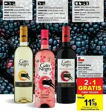 Carrefour Market Chili central valley gato negro rood wit of rosé aanbieding