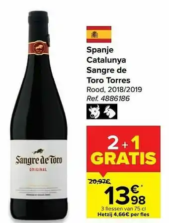 Carrefour Market Spanje catalunya sangre de toro torres rood aanbieding