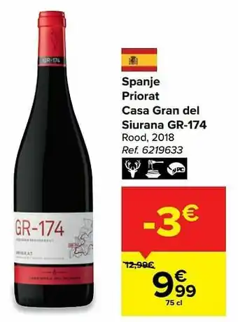 Carrefour Spanje priorat casa gran del siurana gr-174 rood aanbieding