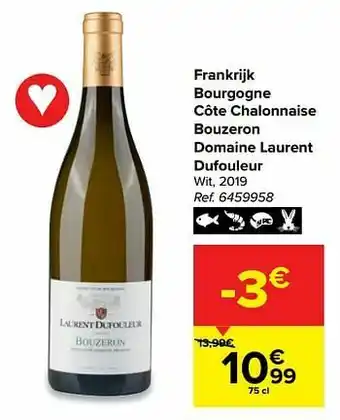 Frankrijk bourgogne côte chalonnaise bouzeron domaine laurent dufouleur wit