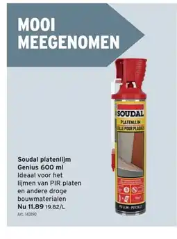 GAMMA Soudal platenlijm Genius 600 ml aanbieding