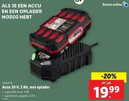Lidl Accu 20 V, 2 Ah, met oplader aanbieding