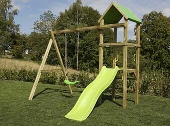 Dreamland BnB Wood schommel Little Eden met lime glijbaan aanbieding