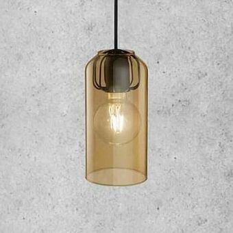 Zelfbouwmarkt Hanglamp Nordlux Mat Zwart Met Glas Cilinder Amber aanbieding