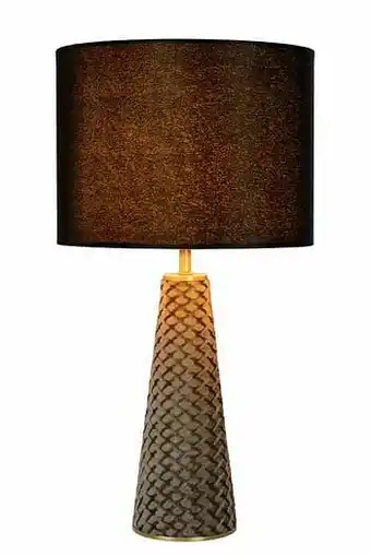 Zelfbouwmarkt Tafellamp Fluweel Grijs/zwart H47cm Excl Lamp Led Mogelijk aanbieding