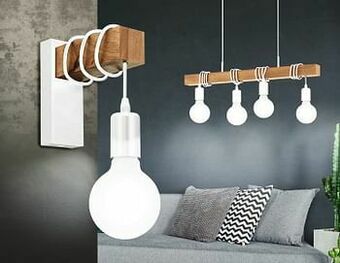 Zelfbouwmarkt Hanglamp Wit/hout 4xe27 aanbieding