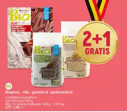 Biopasta, rijst, granen of peulvruchten