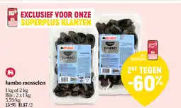 Delhaize Jumbo mosselen 2x1kg aanbieding