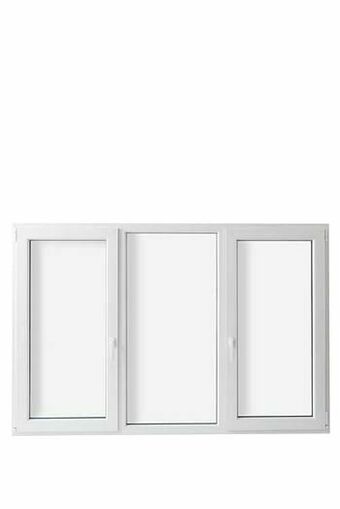 Zelfbouwmarkt 3-vleugelig Draaikiep + Vast Raam Pvc Wit Deceuninck 2100x1400mm aanbieding