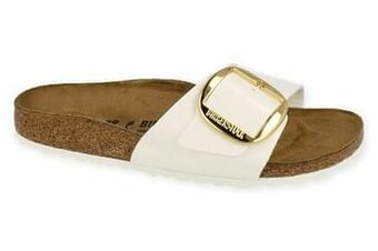 Berca Shoes Birkenstock Slipper Dames Madrid Big Buccle Narrow Fit - Wit aanbieding