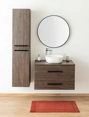 Zelfbouwmarkt Badkamermeubel Plato Eik Chocolade Look 90cm - Opbouw - Greep Mat Zwart aanbieding
