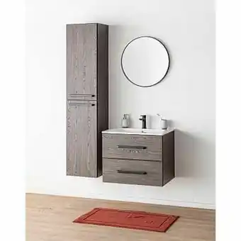 Zelfbouwmarkt Badkamermeubel Plato Eik Chocolade Look 70cm - Glanzend - Greep Mat Zwart aanbieding