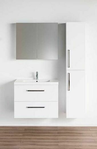 Zelfbouwmarkt Badkamermeubel Bison Mat Wit 800mm,wastafel Glans aanbieding