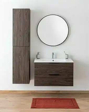 Zelfbouwmarkt Badkamermeubel Plato Eik Chocolade Look 90 Cm - Glans - Opleggreep Zwart aanbieding