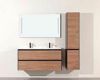 Badkamermeubel Molly 1200mm Houtlook - Wastafel Glanzend
