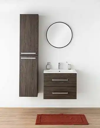 Zelfbouwmarkt Badkamermeubel Plato Eik Chocolade Look 70cm - Mat - Greep Chroom aanbieding