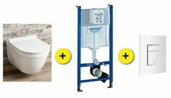 Zelfbouwmarkt Toiletset Sammy Wit Incl Wc-bril + Inbouwres Solido + Drukplaat Wit aanbieding