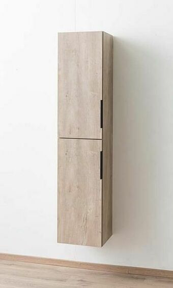 Zelfbouwmarkt Kolomkast Plato Eik Betonlook 40 X 34,6 X 180 Cm 2 Deuren - Opleggreep Zwart aanbieding