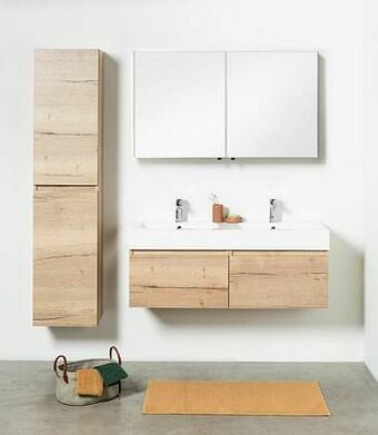 Zelfbouwmarkt Badmeubel Domino Eiklook 1200 Mm, Wastafel Glans aanbieding