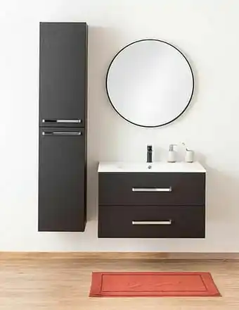 Zelfbouwmarkt Badkamermeubel Plato Zwart Houtnerf 90cm - Mat - Greep Chroom aanbieding