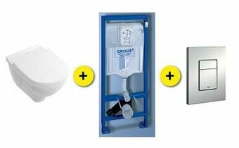 Zelfbouwmarkt Toiletset O.novo Wit Incl Wc-bril + Inbouwres Rapid Sl+ Drukpl Chroom aanbieding