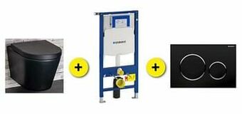 Zelfbouwmarkt Toiletset Zika Zwart Incl Wc-bril +drukpl Zwart + Inbouwres Up320 aanbieding