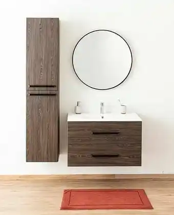 Zelfbouwmarkt Badkamermeubel Plato Eik Chocolade Look 90cm - Mat - Greep Mat Zwart aanbieding