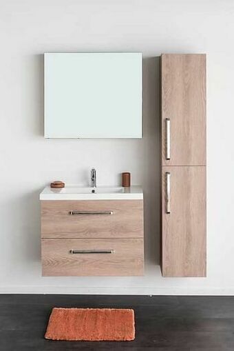 Zelfbouwmarkt Badkamermeubel Bison Eik 800mm,wastafel Glans aanbieding