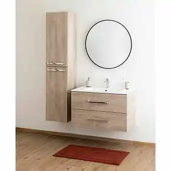 Zelfbouwmarkt Badkamermeubel Plato Eik Betonlook 90cm - Mat - Greep Chroom aanbieding