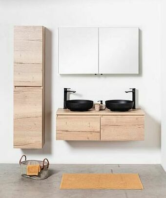 Zelfbouwmarkt Badmeubel Domino Eiklook 1200 Mm Met Opbouwtablet aanbieding