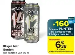 Carrefour Gordon Blikjes bier 2 x 50 cl aanbieding
