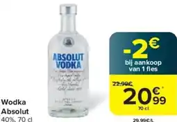 Carrefour Wodka Absolut 40%, 70 cl aanbieding