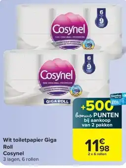 Carrefour Cosynel Wit toiletpapier Giga Roll aanbieding