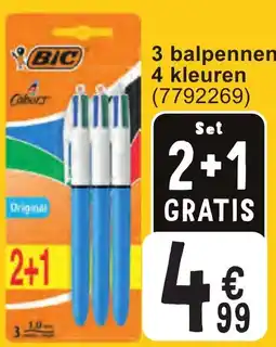 Cora Bic 3 balpennen 4 kleuren aanbieding