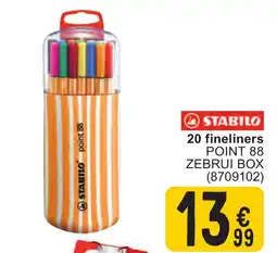 Cora STABILO 20 fineliners POINT 88 ZEBRUI BOX (8709102) aanbieding