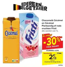Carrefour Chocomelk Cécémel en Cécémel Plantaardig of rode vruchten Fristi aanbieding